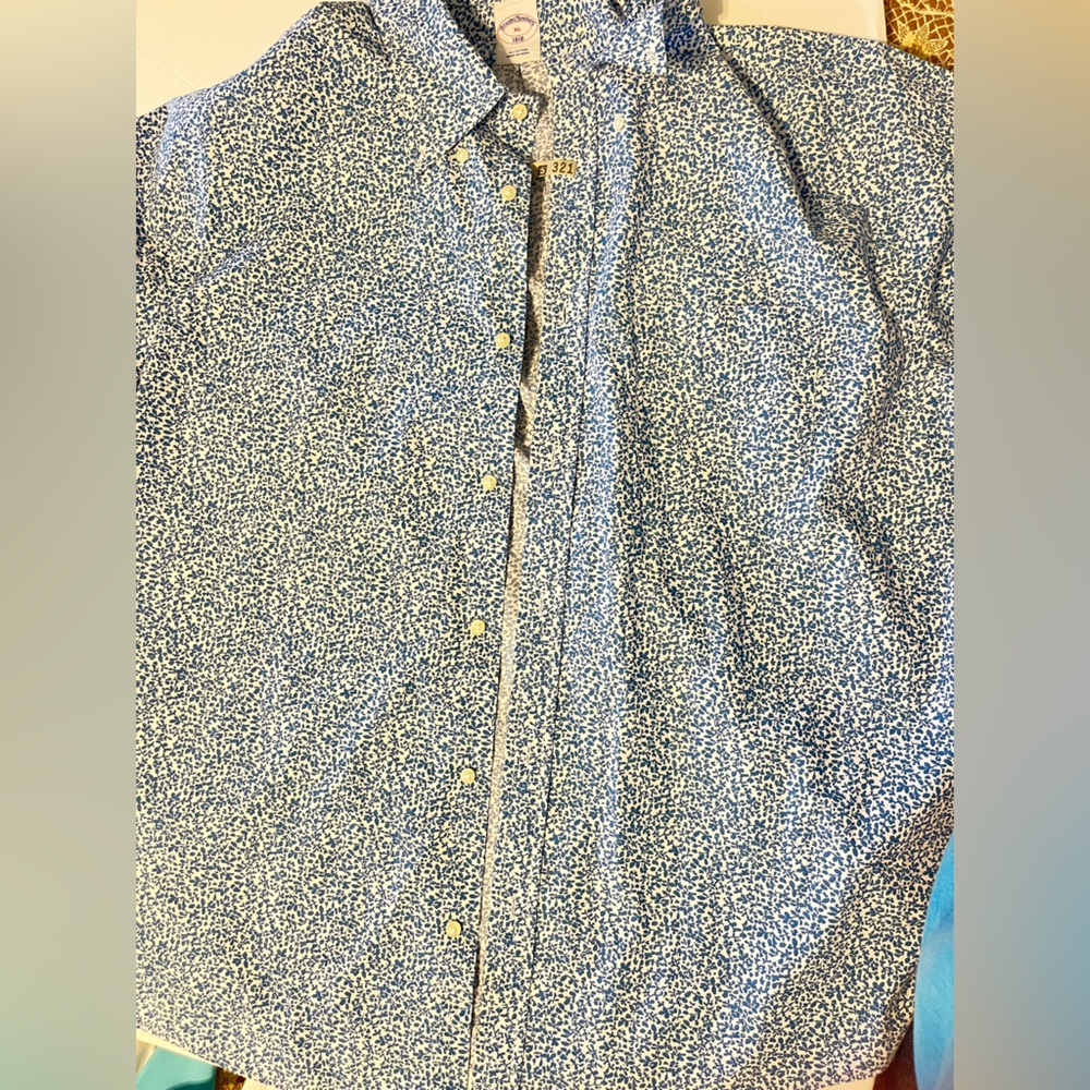 Brooks Brothers Blue and White Casual Button Down Shirt